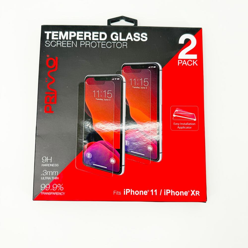 PRIMO iPhone 11 / iPhone XR Screen Protector 2 Pack Tempered Glass NIB Apple New